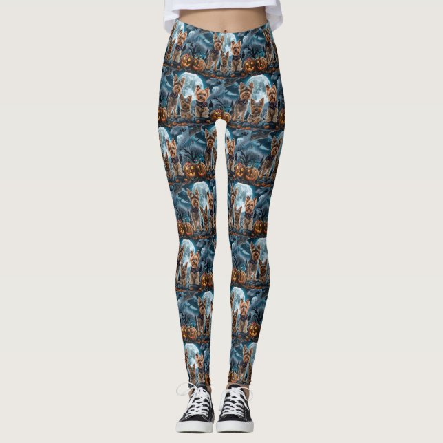 Yorkshire Terrier Halloween Spooky Leggings (Vorderseite)