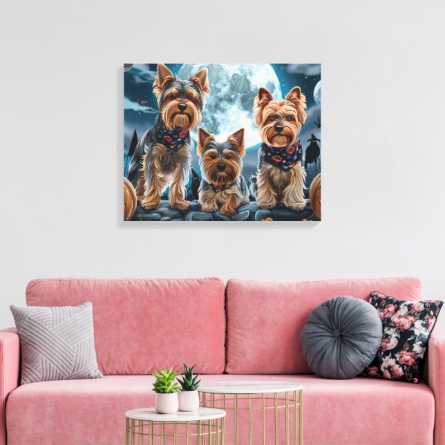 Yorkshire Terrier Halloween Spooky Leinwanddruck (Insitu (Wohnzimmer))