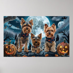 Yorkshire Terrier Halloween Spooky Poster