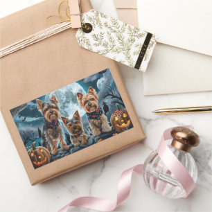 Yorkshire Terrier Halloween Spooky Rechteckiger Aufkleber