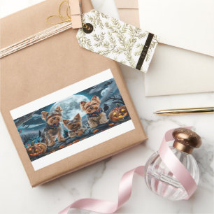 Yorkshire Terrier Halloween Spooky Rechteckiger Aufkleber