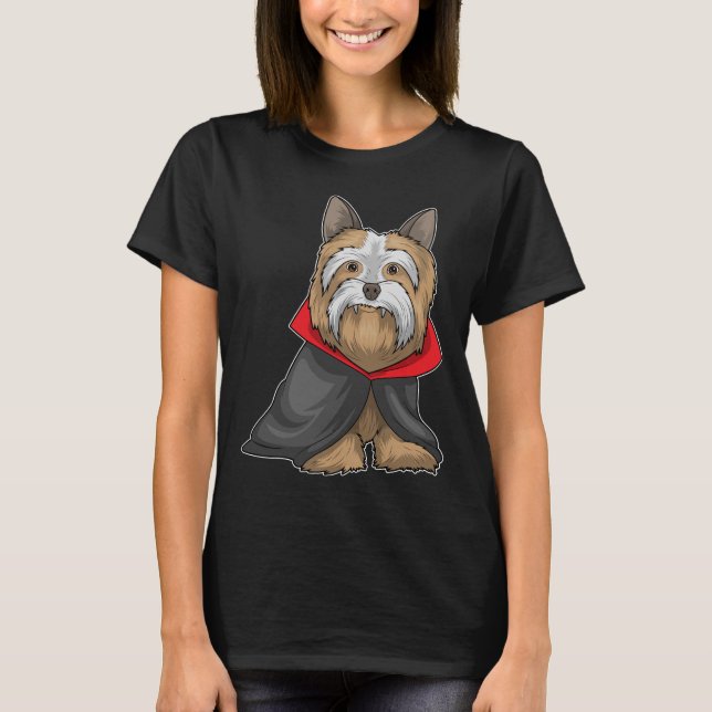 Yorkshire Terrier Halloween Vampire T-Shirt (Vorderseite)