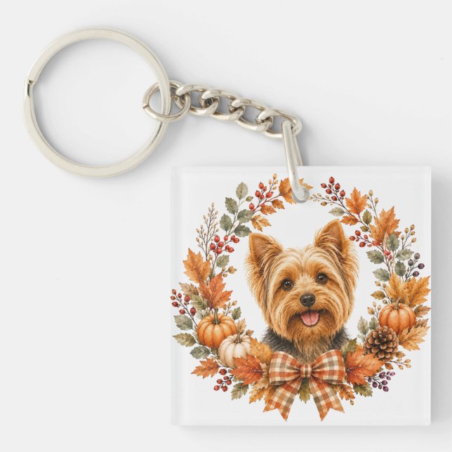 Yorkshire Terrier Herbst Schlüsselanhänger (Vorderseite)