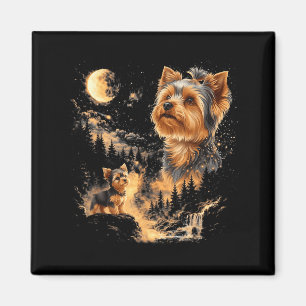 Yorkshire Terrier Heulender Mond Vintage-Design Magnet