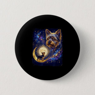 Yorkshire Terrier heult zum Mond Meme 90er Button