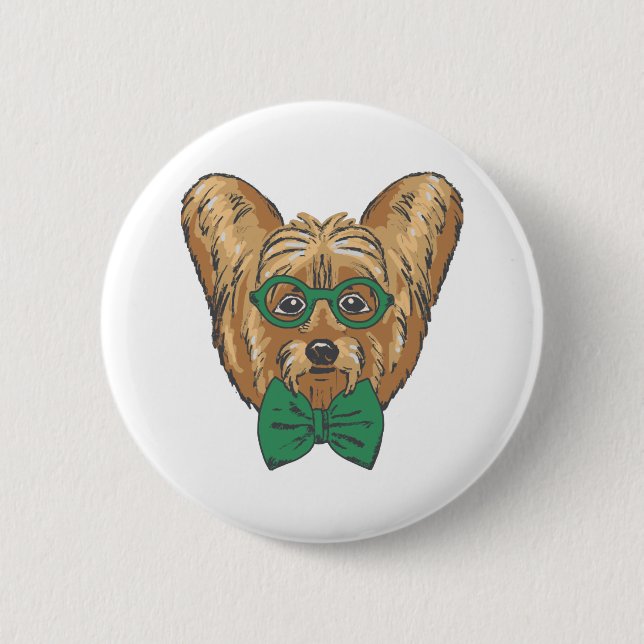 Yorkshire Terrier Hipster Button (Vorderseite)