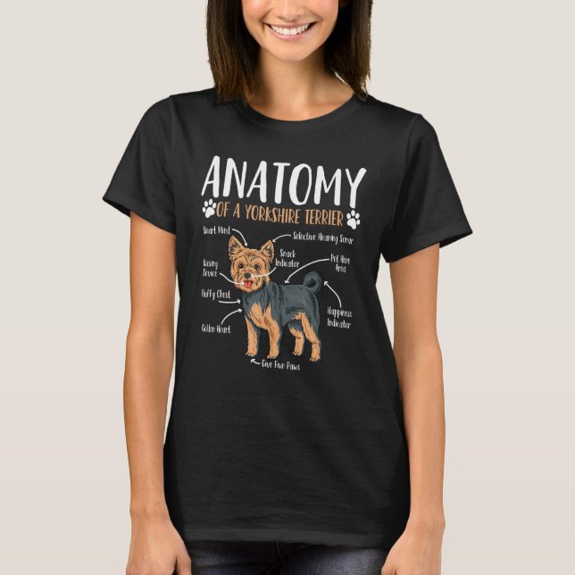 Yorkshire Terrier Hund Anatomie T-Shirt (Vorderseite)