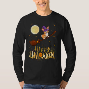 Yorkshire Terrier Hund fährt mit Hexe auf Schrotfl T-Shirt