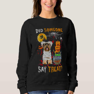 Yorkshire Terrier Hund Halloween Hat jemand Tr ges Sweatshirt