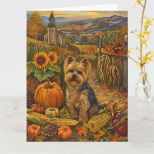 Yorkshire Terrier Hund Herbsternte Erntedankfest Karte