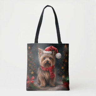 Yorkshire Terrier Hund im Schnee Weihnachten