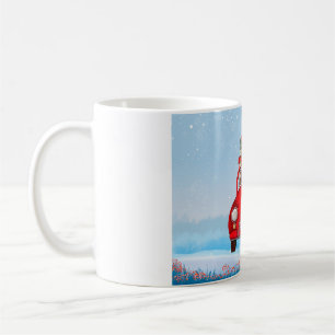 Yorkshire Terrier Hund in Auto mit dem Weihnachtsm Kaffeetasse