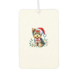 Yorkshire Terrier Hund mit Coquette-Schleife Weihn Autolufterfrischer