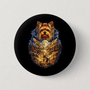 Yorkshire Terrier Hund Natur Heult zum Mond Button