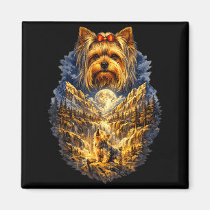 Yorkshire Terrier Hund Natur Heult zum Mond Magnet