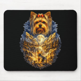 Yorkshire Terrier Hund Natur Heult zum Mond Mousepad