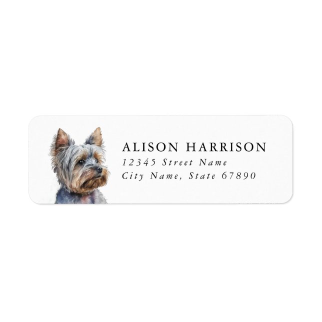 Yorkshire Terrier Hund Rücksendeadressetikett (Vorne)