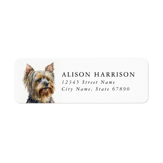 Yorkshire Terrier Hund Rücksendeadressetikett (Vorne)