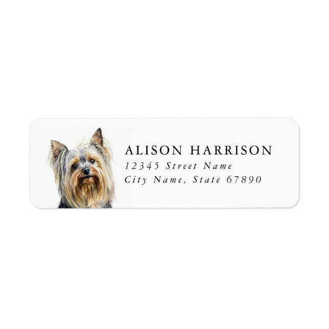 Yorkshire Terrier Hund Rücksendeadressetikett (Vorne)
