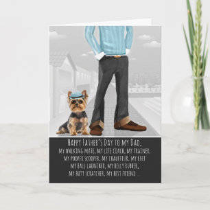 Yorkshire Terrier Hund und Papa Lustiger Vatertag Feiertagskarte
