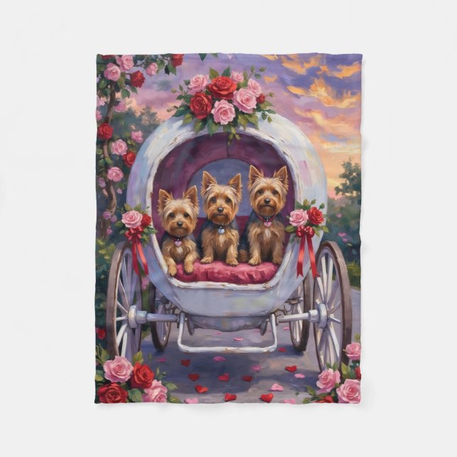Yorkshire Terrier Hund Valentinstag Fleecedecke (Vorderseite)