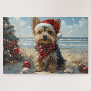 Yorkshire Terrier Hund Weihnachten Vintage Strand Puzzle
