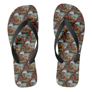 Yorkshire Terrier Hund Weihnachtsfestlich Flip Flops