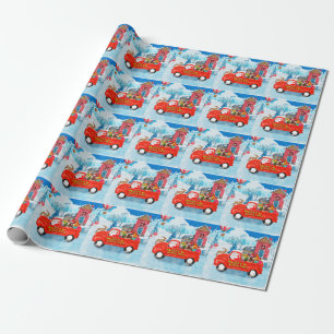 Yorkshire Terrier Hund Weihnachtslieferwagen Geschenkpapier