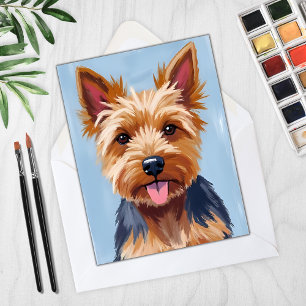 Yorkshire-Terrier-Hundeporträt-Malerei Karte