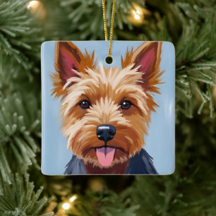 Yorkshire Terrier Hundeporträtmalerei Keramikornament
