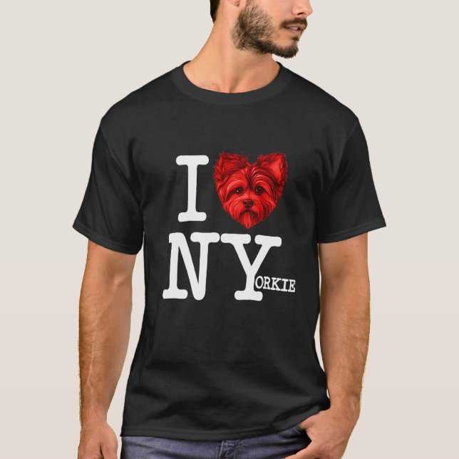 Yorkshire Terrier   I Heart New Yorkie Pun Parody T-Shirt (Vorderseite)