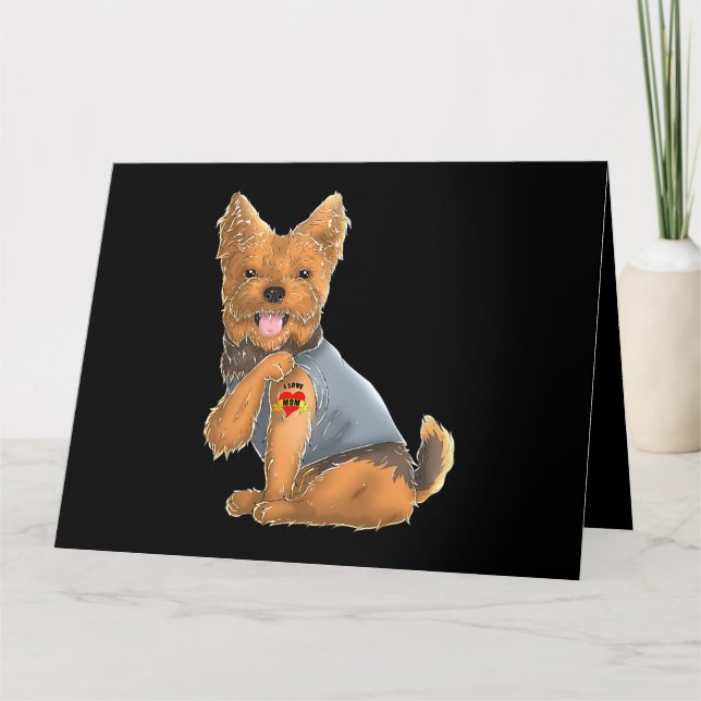 Yorkshire Terrier I Liebe Mama Tattoo Hundeshirt Y Karte (Vorderseite)
