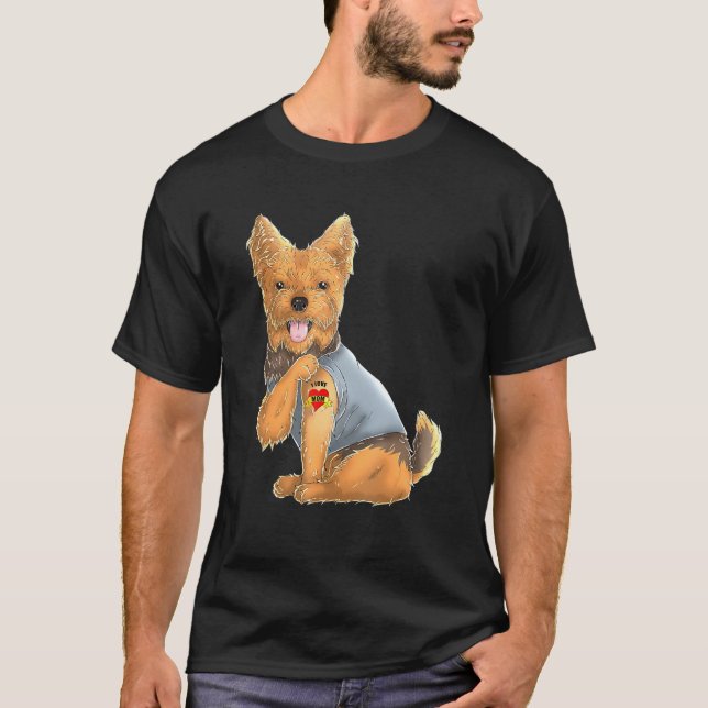 Yorkshire Terrier I Love Mom Tattoo Dog Shirt York (Vorderseite)