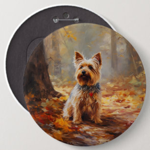 Yorkshire Terrier im Herbstfall Inspiriert Button