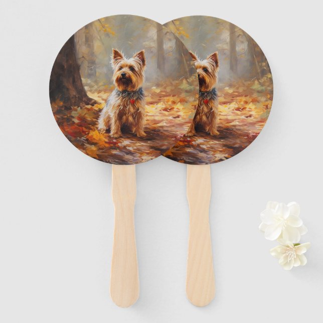 Yorkshire Terrier im Herbstfall Inspiriert Fächer (Vorne und Hinten)