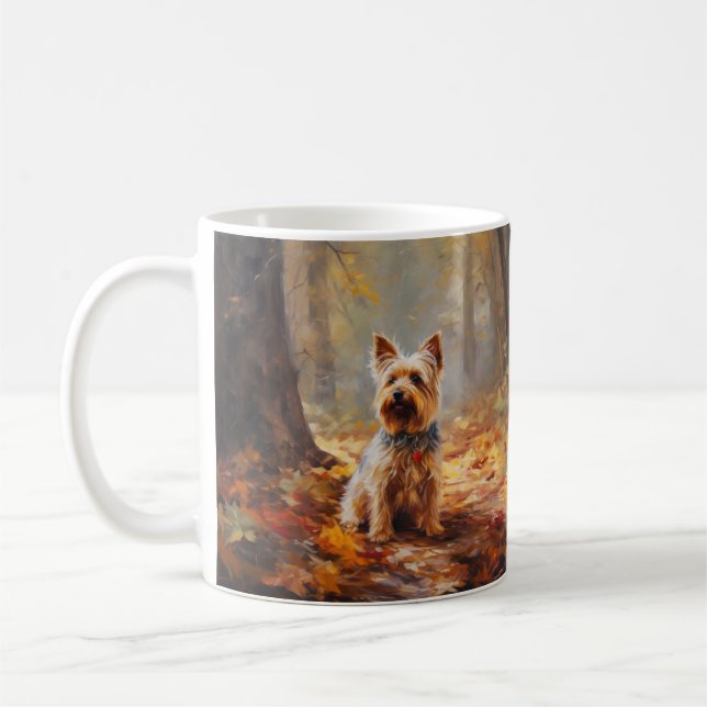 Yorkshire Terrier im Herbstfall Inspiriert Kaffeetasse (Links)