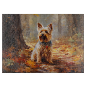 Yorkshire Terrier im Herbstfall Inspiriert Schneidebrett