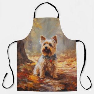 Yorkshire Terrier im Herbstlaub Fall Inspiriert Schürze