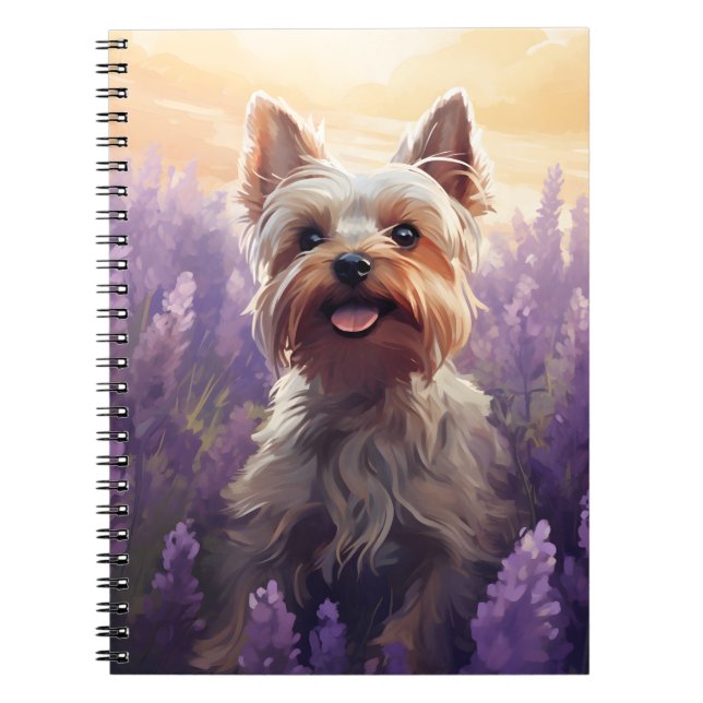 Yorkshire Terrier im Lavender-Feld Notizblock (Vorderseite)