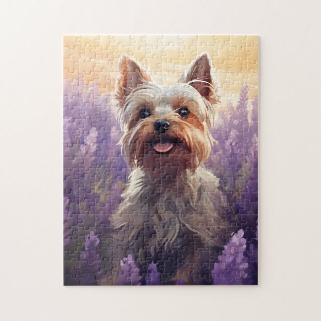 Yorkshire Terrier im Lavender-Feld Puzzle (Vertikal)