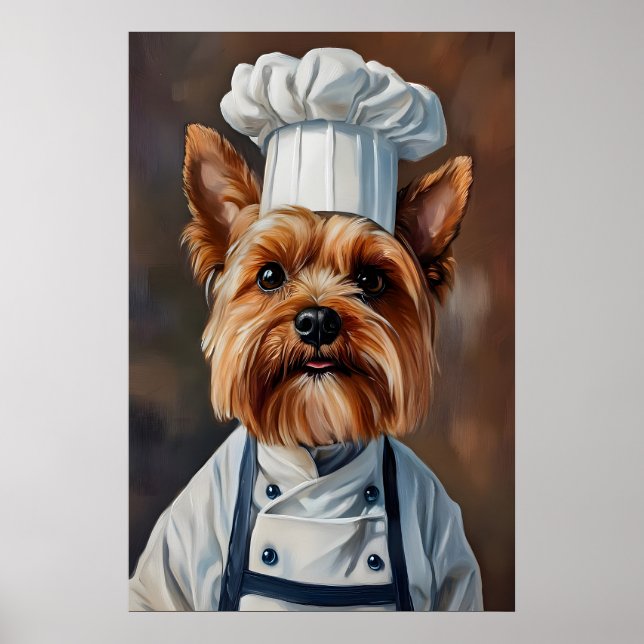 Yorkshire Terrier In Chefs Hat Poster, Pet Poster (Vorne)