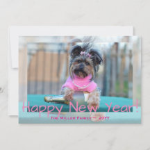 Yorkshire Terrier in Rosa Frohes Neues Jahr Hund F