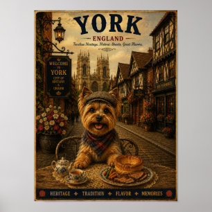 Yorkshire Terrier in York Vintage Reise Kunst Poster