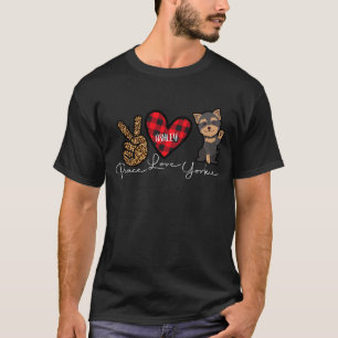 Yorkshire Terrier Kariert Peace Liebe Niedlich Dog T-Shirt