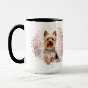Yorkshire Terrier Kirschblüten Aquarell Geschenk Tasse