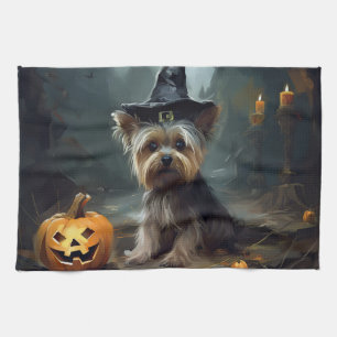 Yorkshire Terrier Kürbisse Halloween Gruselig Geschirrtuch