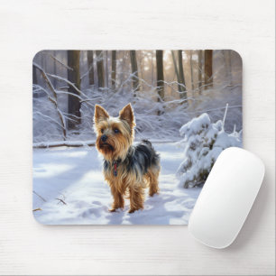Yorkshire Terrier Lass es schneien Weihnachten Mousepad