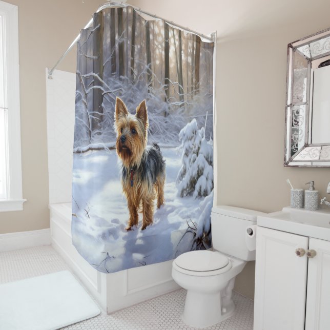 Yorkshire Terrier Let It Snow Christmas Duschvorhang (Beispiel)