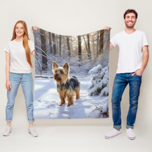 Yorkshire Terrier Let It Snow Christmas Fleecedecke