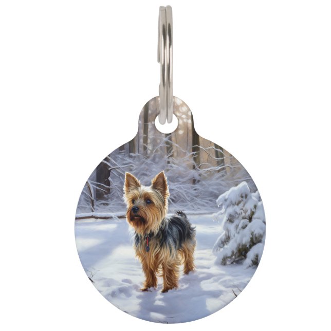 Yorkshire Terrier Let It Snow Christmas Haustiermarke (Vorderseite)